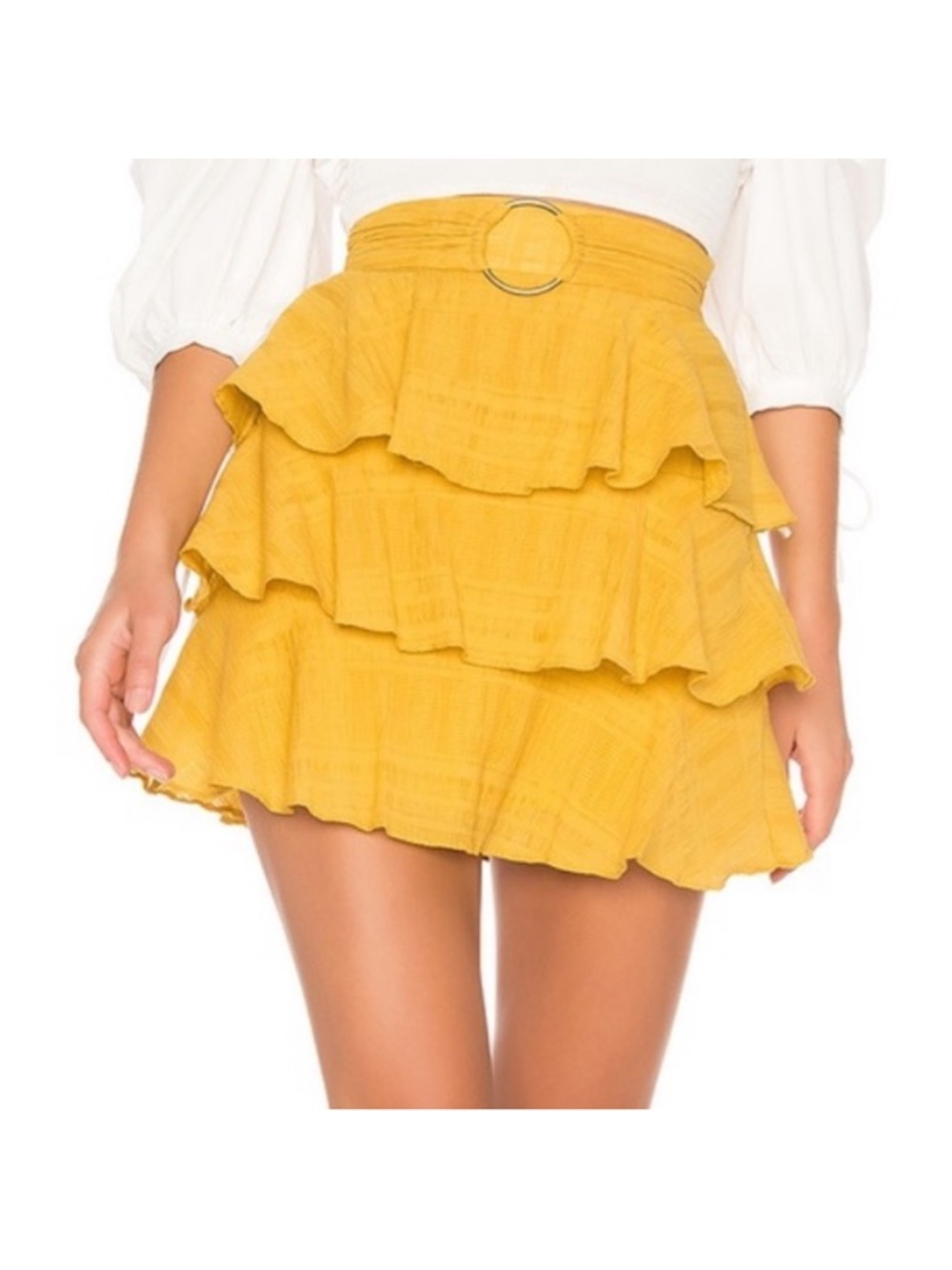 Tularosa high waist ruffle mini skirt -mustard size XS